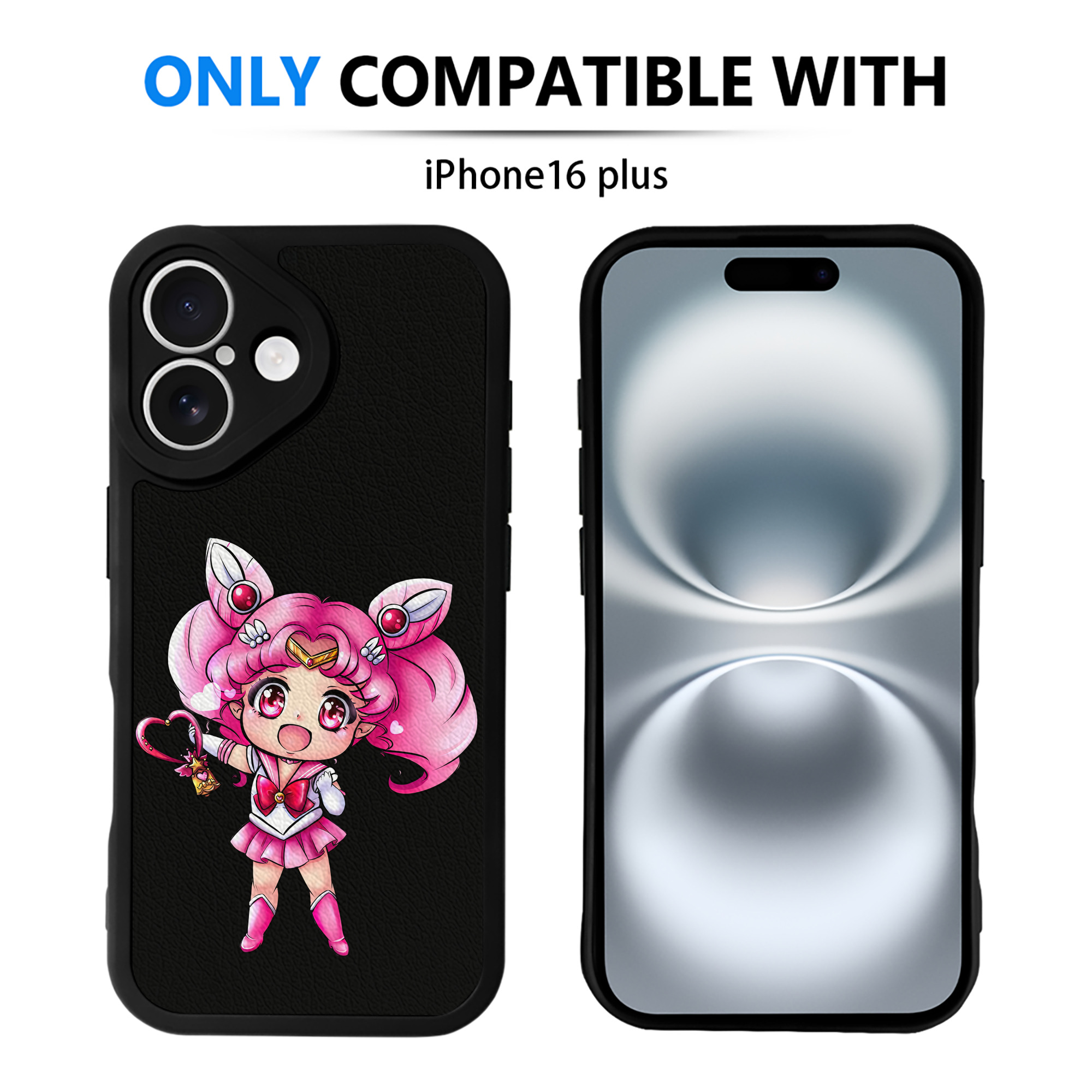 （画像用） 美少女戦士セーラームーン ちびうさ Sailor Moon Chibiusa Tsukino Usagi Small Lady Serenity 【iPhone 16シリーズ対応】シリコンスマホケース（レザー調） 材質：シリコン